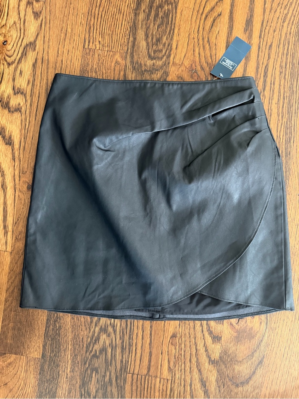 Abercrombie & Fitch Black Faux Leather Wrap Mini Skirt